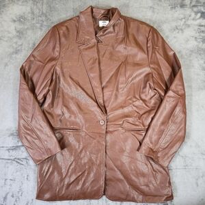 Ardene Brown Faux Leather Jacket Size Large